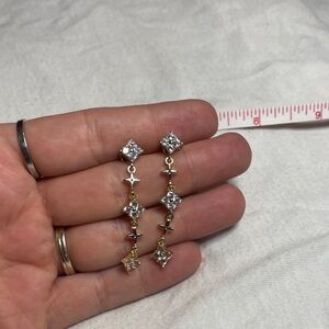 Pretty Bird Gold and Silver Sparkling Earrings Gold Plated